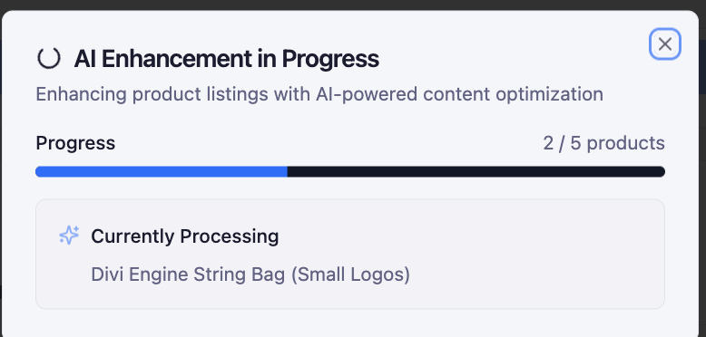 AI Enhancement Progress - Real-time progress tracking during AI optimization